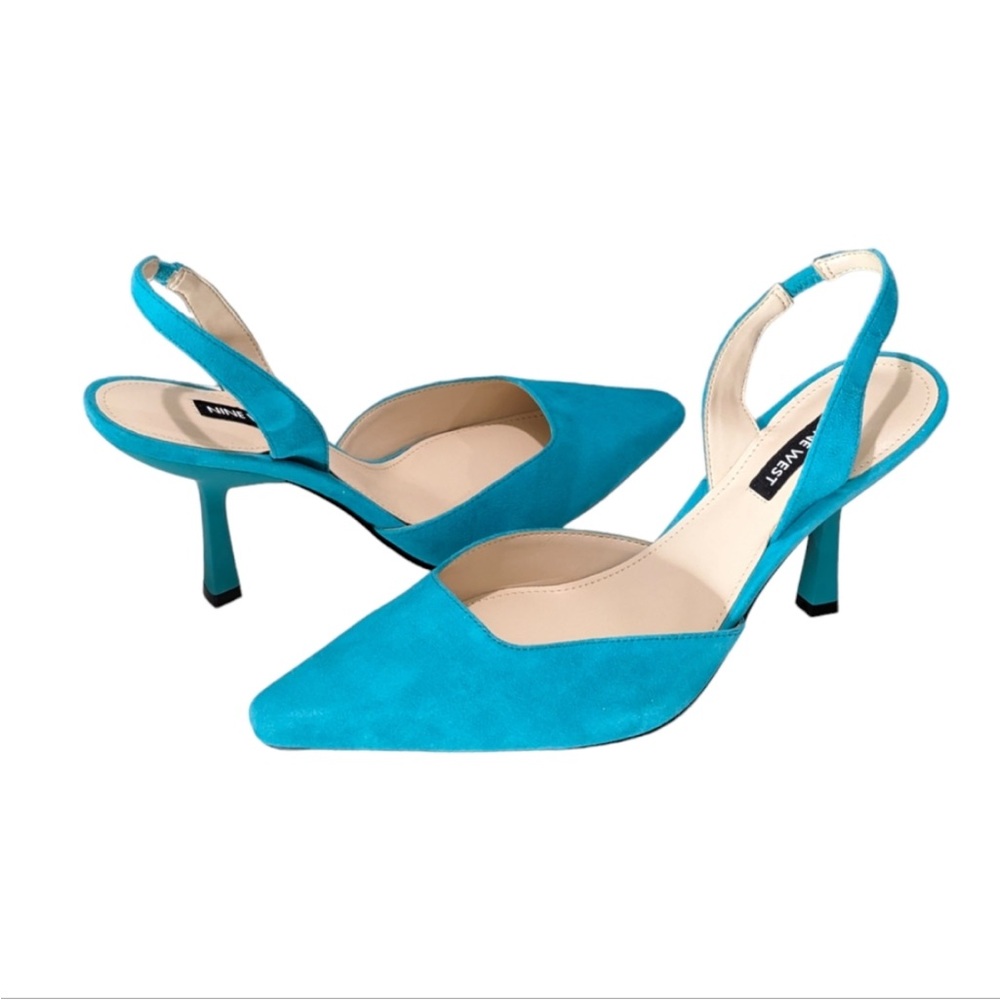 Nine West turquoise slingback heels 8.5